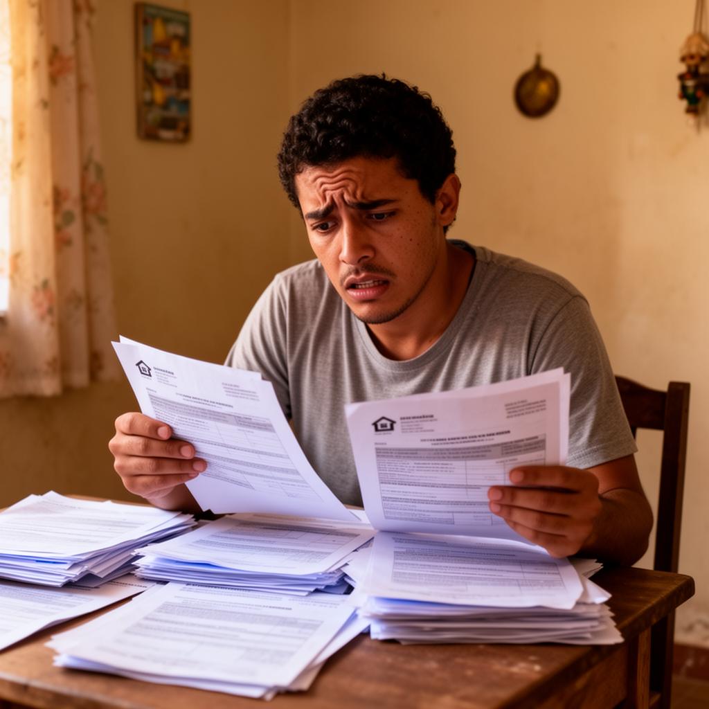 Pessoa preocupada com documentos